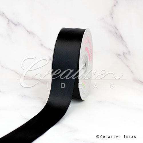 1 1/2" Single Face Satin Ribbon - 50 Yards (Black)