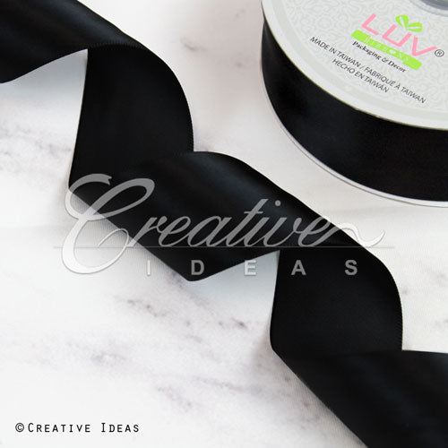 1 1/2" Single Face Satin Ribbon - 50 Yards (Black)