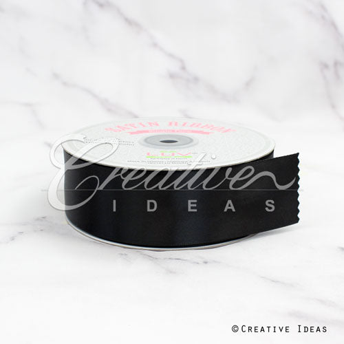 1 1/2" Single Face Satin Ribbon - 50 Yards (Black)