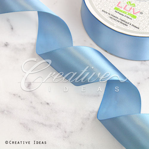 1 1/2" Single Face Satin Ribbon - 50 Yards (Blue Mist)