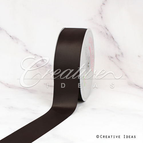 1 1/2" Single Face Satin Ribbon - 50 Yards (Brown)