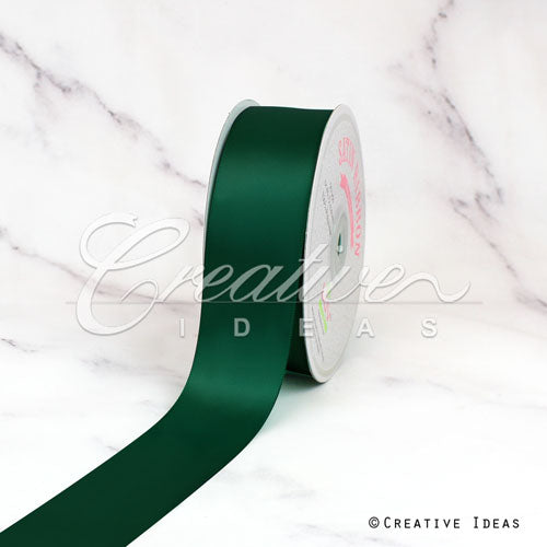 1 1/2" Single Face Satin Ribbon - 50 Yards (Hunter Green)