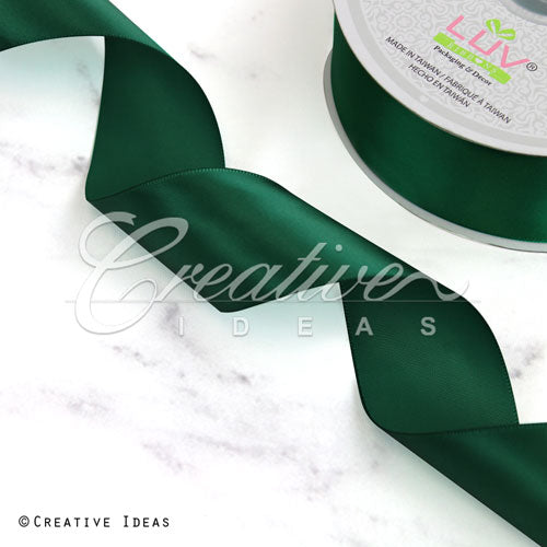 1 1/2" Single Face Satin Ribbon - 50 Yards (Hunter Green)