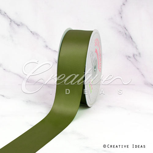 1 1/2" Single Face Satin Ribbon - 50 Yards (Moss Green)