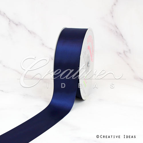 1 1/2" Single Face Satin Ribbon - 50 Yards (Navy Blue)