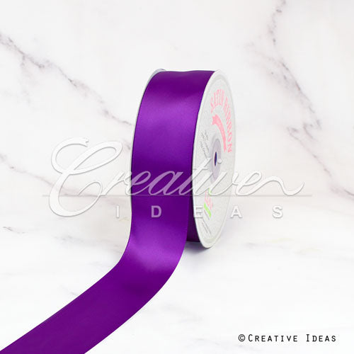 1 1/2" Single Face Satin Ribbon - 50 Yards (Plum)