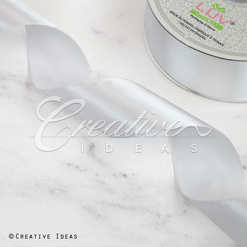 1 1/2" Single Face Satin Ribbon - 50 Yards (White)