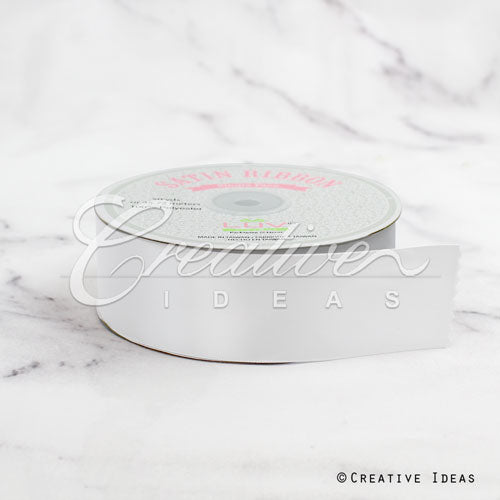 1 1/2" Single Face Satin Ribbon - 50 Yards (White)
