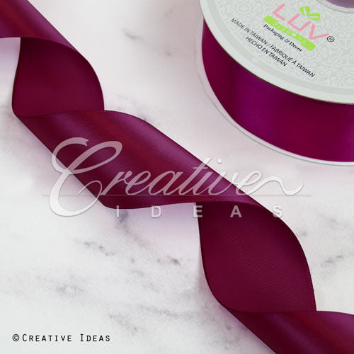1 1/2" Single Face Satin Ribbon - 50 Yards (Wine)