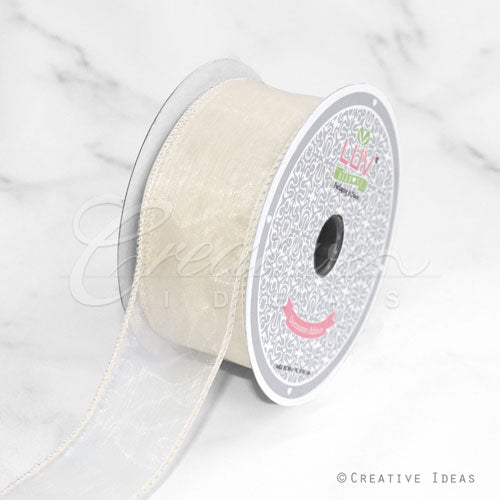 1 1/2" Wired Organza Ribbon - 10 Yards (Ivory)