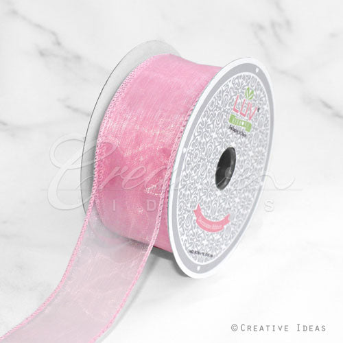 1 1/2" Wired Organza Ribbon - 10 Yards (Light Pink)