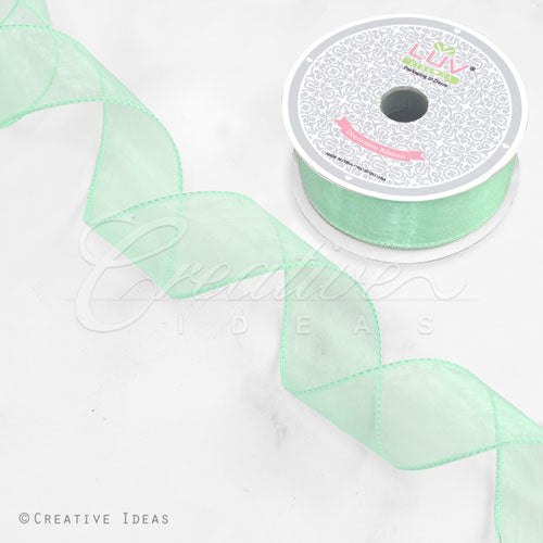 1 1/2" Wired Organza Ribbon - 10 Yards (Mint Green)