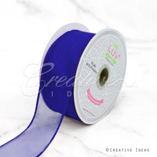 1 1/2" Wired Organza Ribbon - 10 Yards (Royal Blue)
