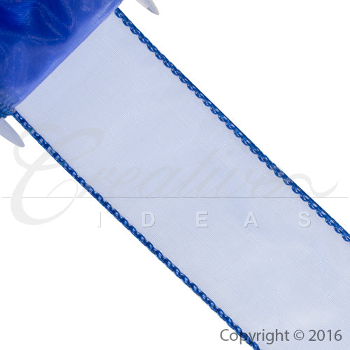 1 1/2" Wired Organza Ribbon - 10 Yards (Royal Blue)