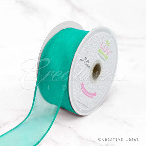 1 1/2" Wired Organza Ribbon - 10 Yards (Tropic Blue)