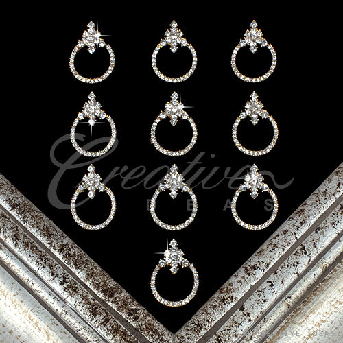 1 1/8" Round Outline Stud Rhinestone Accessories-10 Pc (Gold)