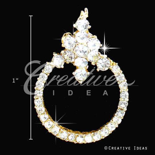 1 1/8" Round Outline Stud Rhinestone Accessories-10 Pc (Gold)