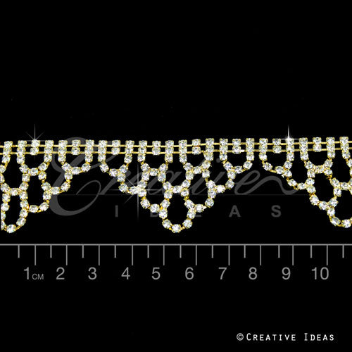 1 1/8" Triangle Strand Rhinestone Chain-3 Yds (Gold)
