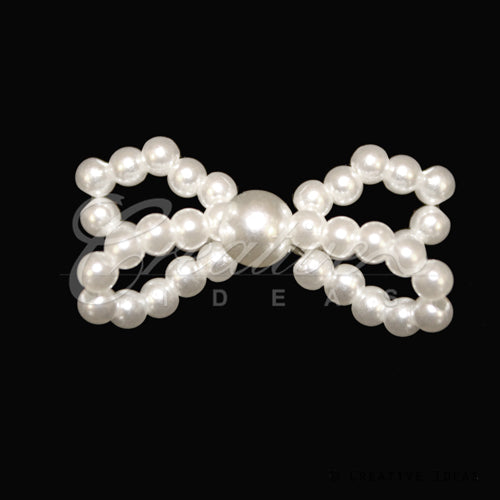 1 1/8" X 3/4" Mini Double Bowknots Pearl Accessories-10 Pcs (White)