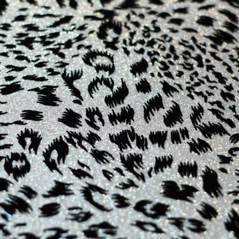 Stray Cat Nylon Spandex Fabric - Gold, Pink, Silver, Red Hologram Leopard Print, 58/60" Width (1 Yard)