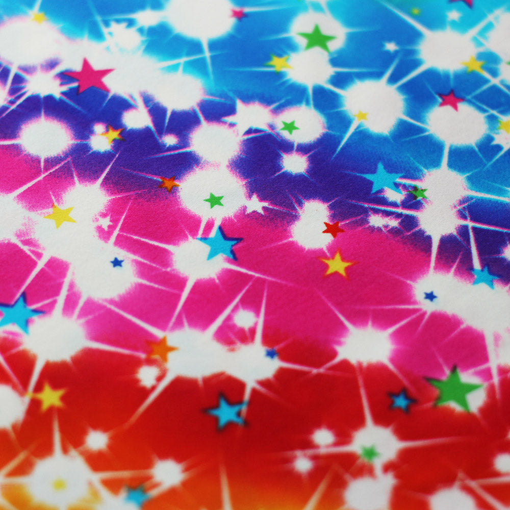 Pretty Cosmos Nylon Spandex Fabric - Galaxy Star Print, Black/White Multi, 58/60" Width (1 Yard)