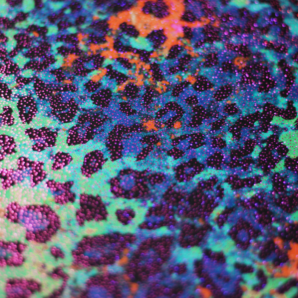 Jungle Fever Nylon Spandex Fabric - Multi-Color Leopard Print, 58/60" Width (1 Yard)