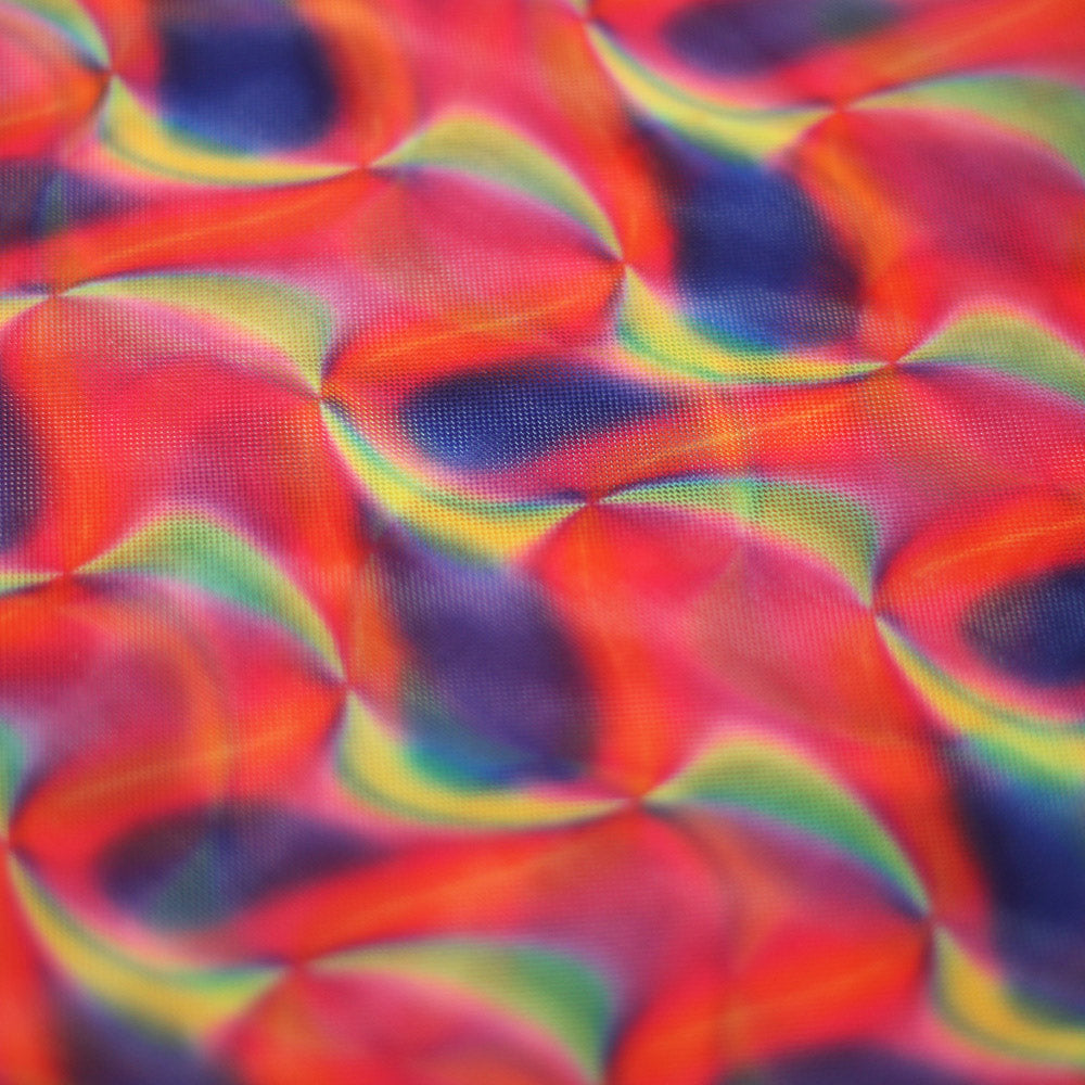 Water Color Polyester Spandex Fabric - Multi-Color Abstract Print, 58-60" Width (1 Yard)
