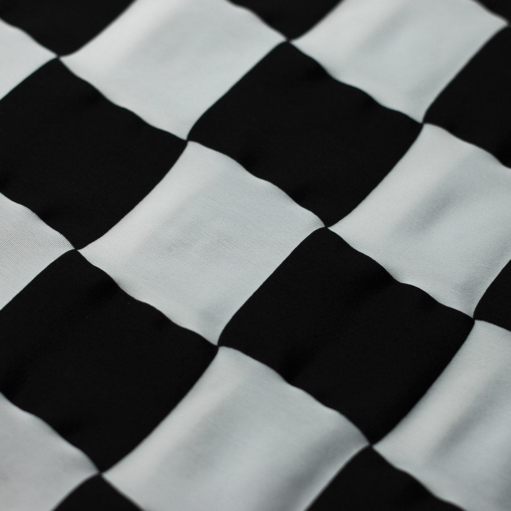 Checkers Poly Spandex Fabric - Red And White Checkered, 1" x 1" Checks, 58/60" Width (1 Yard)