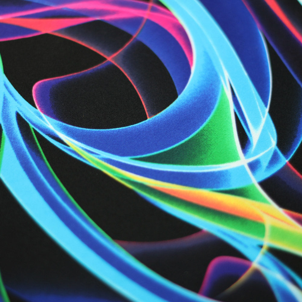 Dance Ribbons Nylon Spandex Fabric - Blue Or Red Striped Print On Black, 58-60" Width (1 Yard)