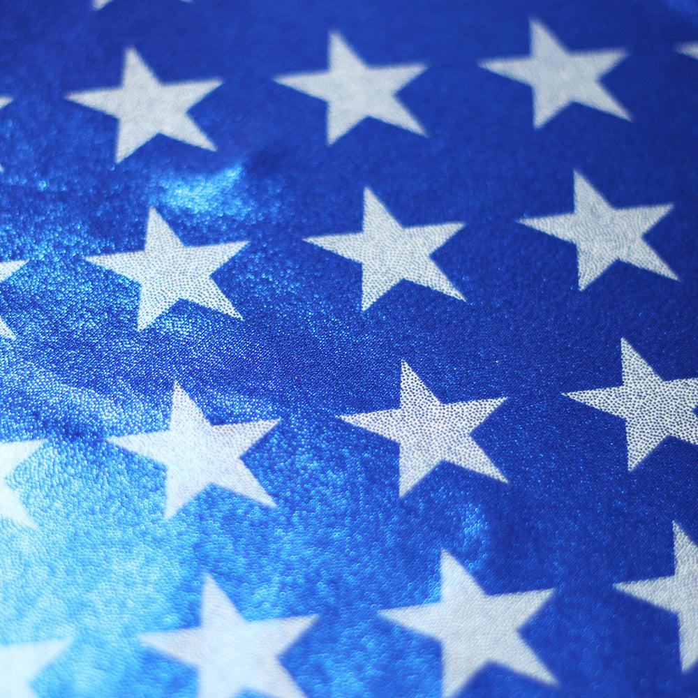 Freedom Star And Stripe Foil Polyester Spandex Fabric - Red, White, And Blue Patriotic Stars And Stripes, 58-60" Width (1 Yard)