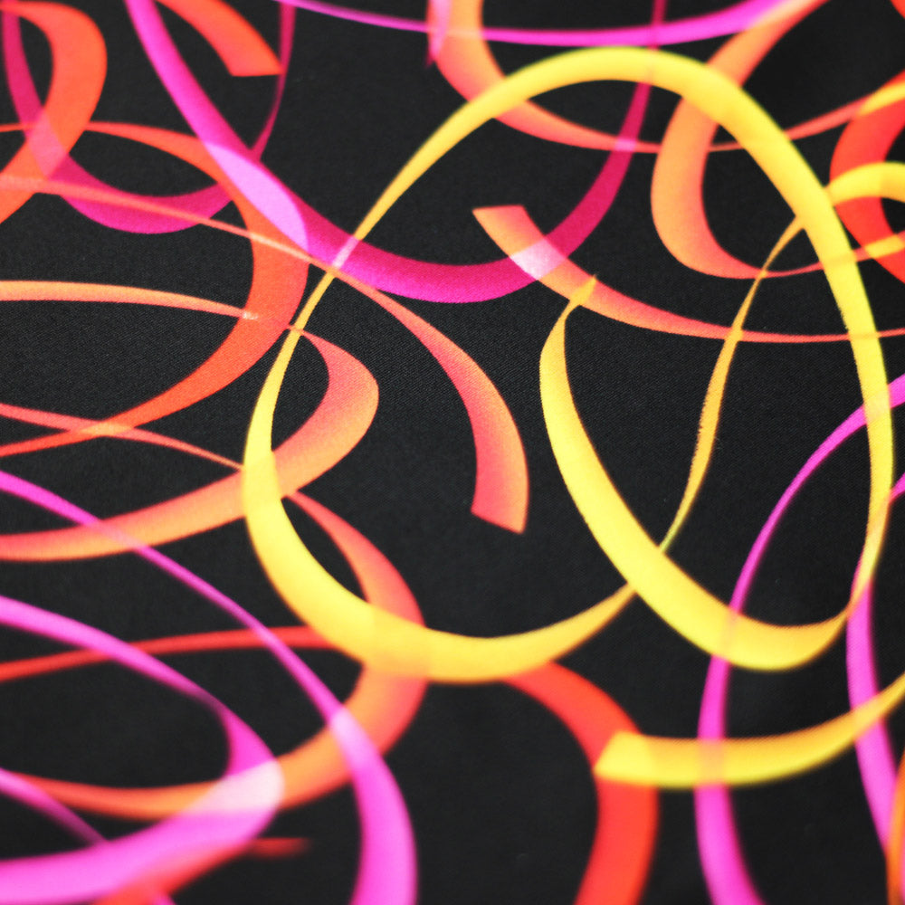 Wild Confetti Nylon Spandex Fabric - Multicolor Rainbow Crescent Print, 58-60" Width (1 Yard)