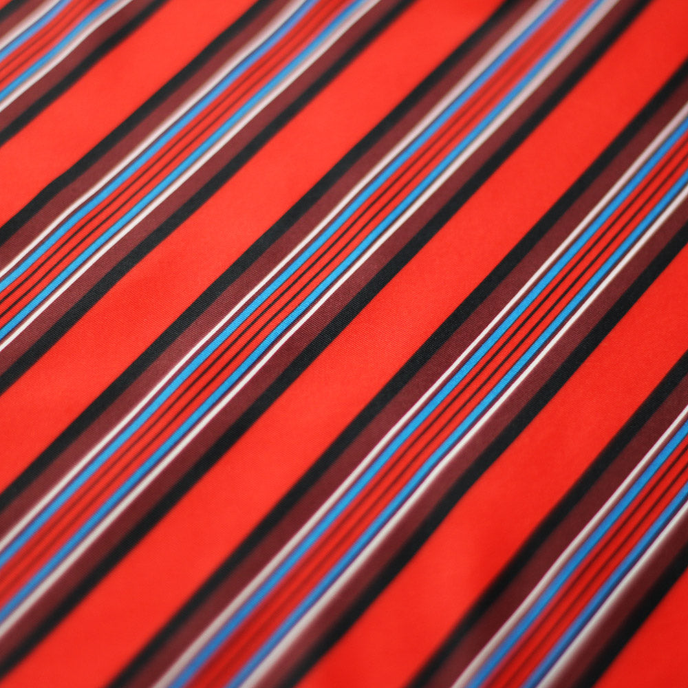 Zulu Stripes Poly Spandex Fabric - Red Multi, Blue Multi, Wide Horizontal Stripes, 58-60" Width (1 Yard)