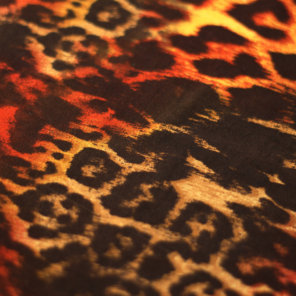 Animal Patch Polyester Spandex Fabric - Turquoise/Brown, Orange/Brown, Red/Black Animal Skin Print, 58/60" Width (1 Yard)