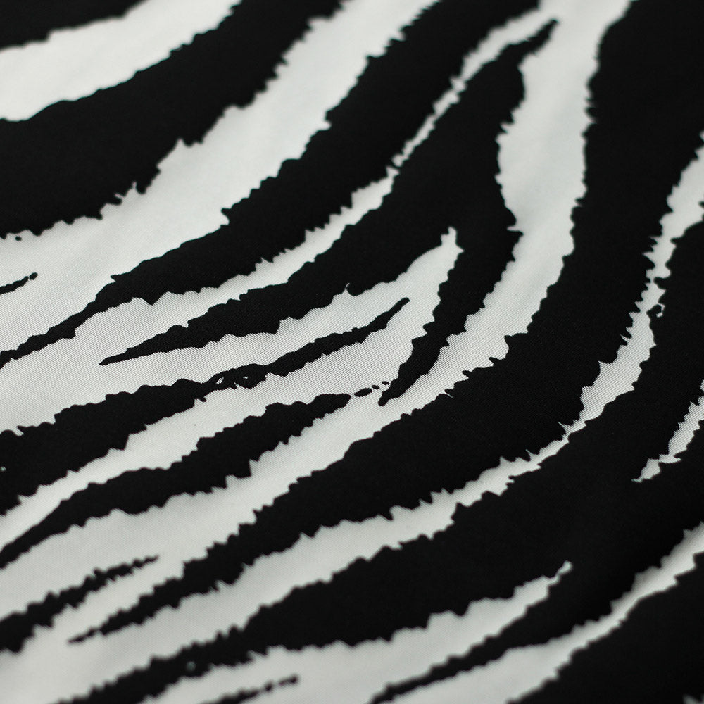 Zebra Polyester Spandex Fabric - Black And White Zebra Print, 58/60" Width (1 Yard)