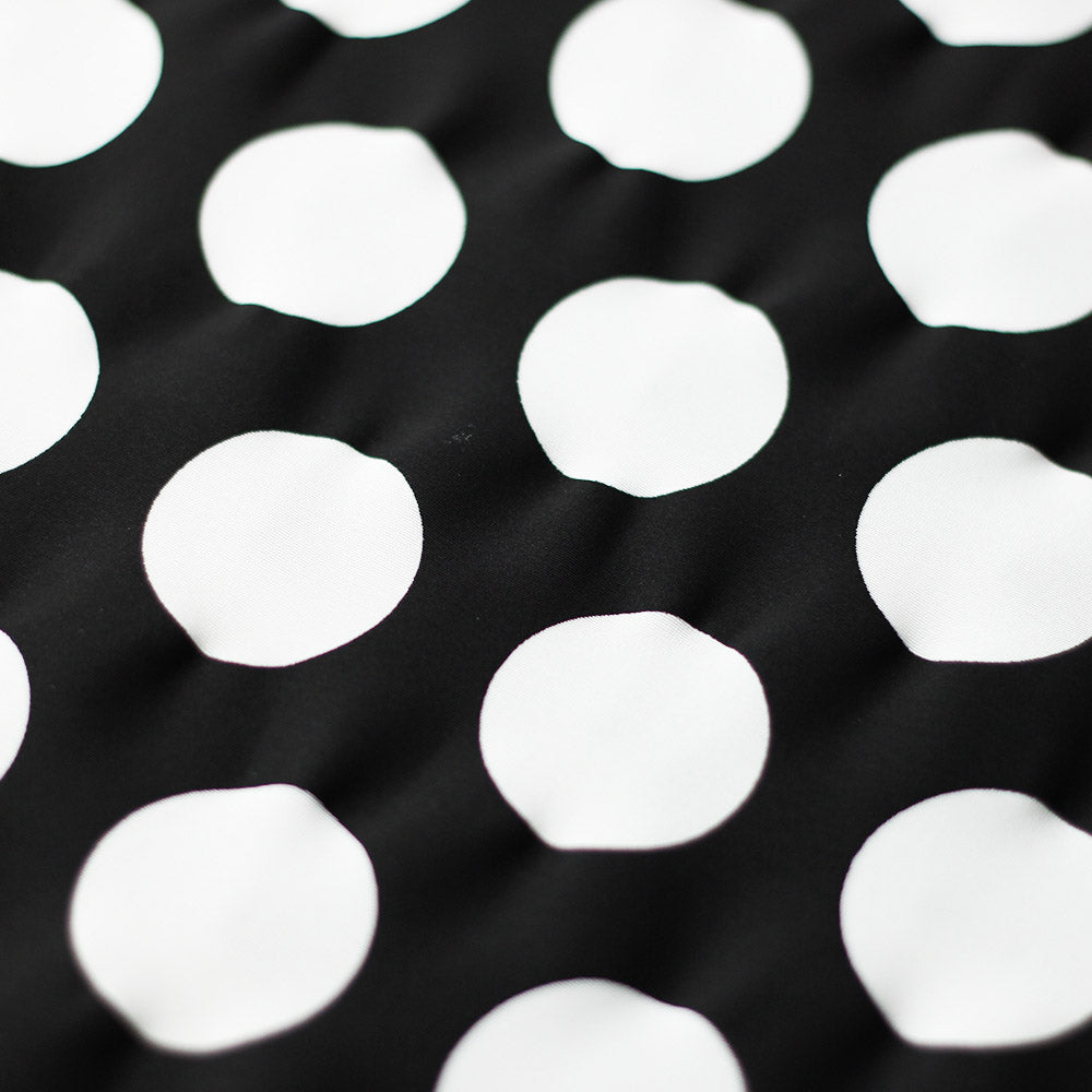Dot Daze Shiny Tricot Polyester Spandex Fabric - Large Polka Dots, Black/White Or Pink/White, 58/60" Width (1 Yard)