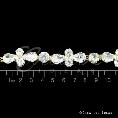 1/2" Faux Diamond Wave Rhinestone Chain-3 Yds (Gold)