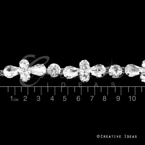 1/2" Faux Diamond Wave Rhinestone Chain-3 Yds (Silver)