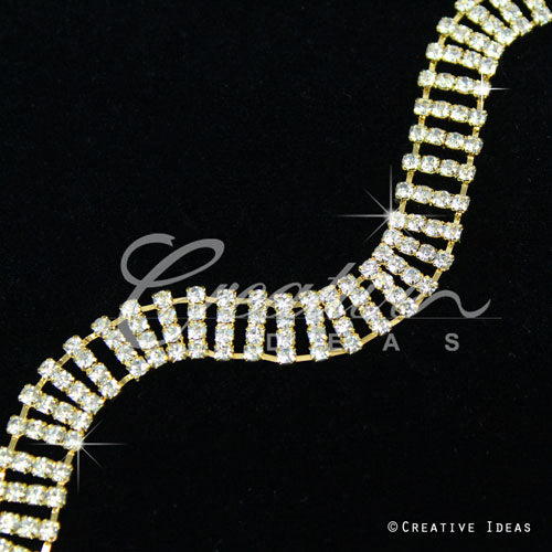 1/2" Gem Rails Rhinestone Chain-3 Yds (Gold)