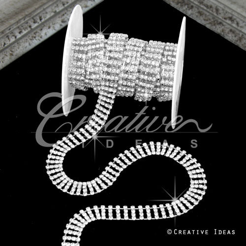 1/2" Gem Rails Rhinestone Chain-3 Yds (Silver)