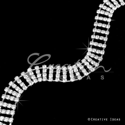 1/2" Gem Rails Rhinestone Chain-3 Yds (Silver)