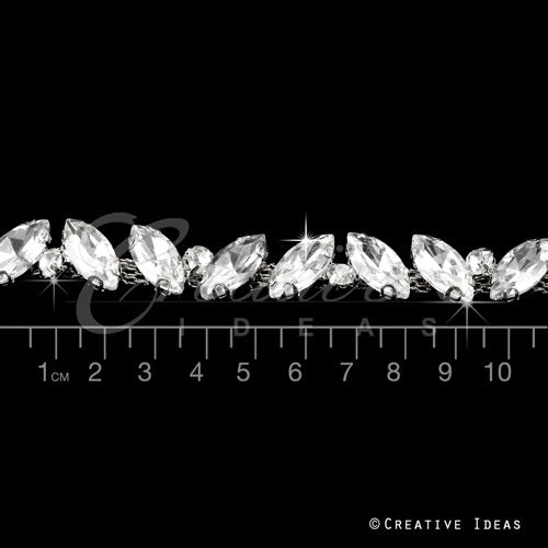 1/2" Navette Shape Rhinestone Chain-3 Yds (Silver)