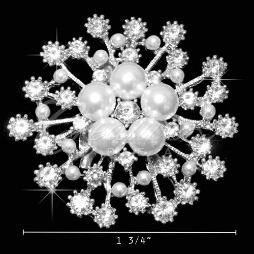 1 3/4" Fireworks Rhinestone Brooch-2 Pcs (Silver)
