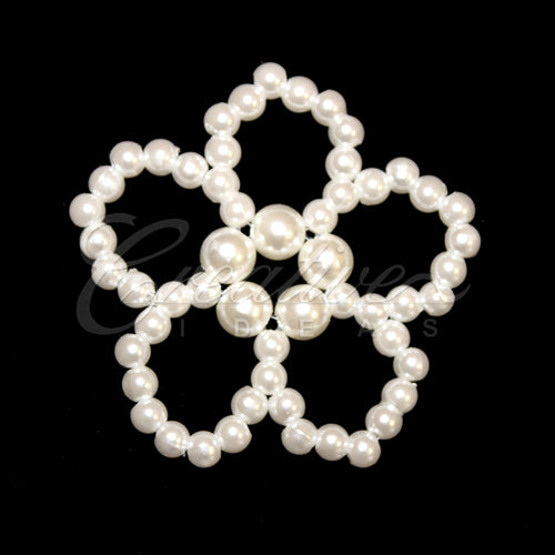 1 3/4" X 1 1/2" Flower Pearl Accessories-6 Pcs (White)