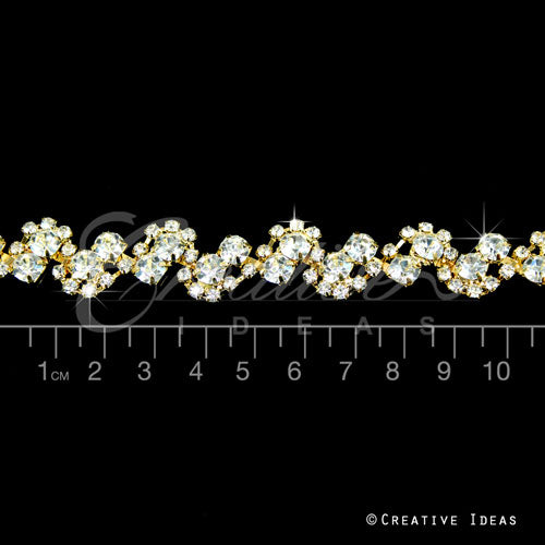 1/4" Small Rhombus Shape Rhinestone Chain-3 Yds (Gold)