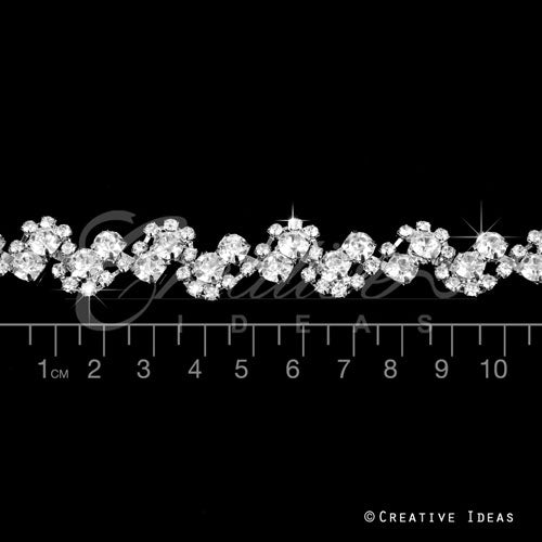 1/4" Small Rhombus Shape Rhinestone Chain-3 Yds (Silver)