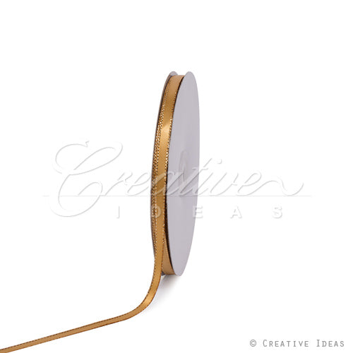 1/4" Satin With Gold Edge Ribbon - 50 Yards (Antique Gold)