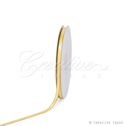 1/4" Satin With Gold Edge Ribbon - 50 Yards (Canary)