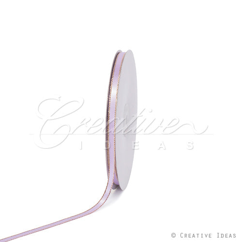 1/4" Satin With Gold Edge Ribbon - 50 Yards (Lavender)