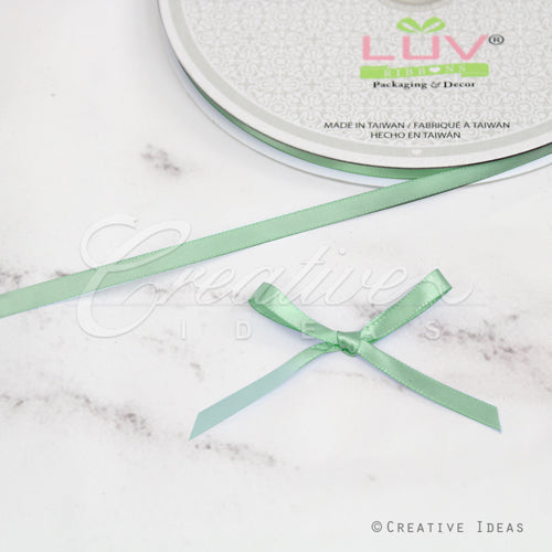 1/4" Single Face Satin Ribbon - 100 Yards (Sage)