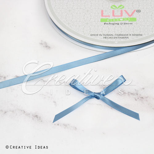 1/4" Single Face Satin Ribbon - 100 Yards (Antique Blue)